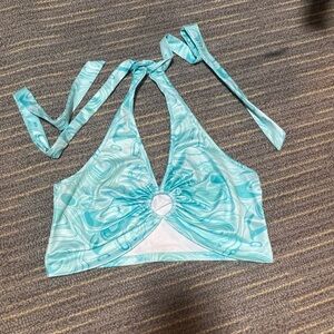 SHEIN Aqua Swirl Halter Top